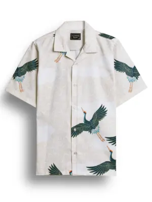 Bird printed short sleeve shirt for men