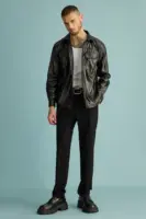 Black serpent men's leather shacket