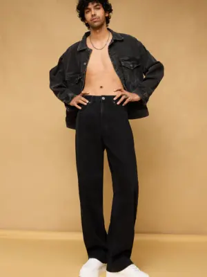 gunmetal black men's baggy straight jeans