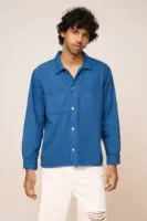 blue men’s long sleeve utility shacket