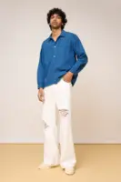 blue men’s long sleeve utility shacket