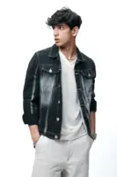 shadow fade men's denim trucker jacket