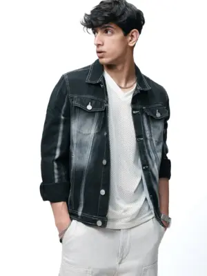 shadow fade men's denim trucker jacket