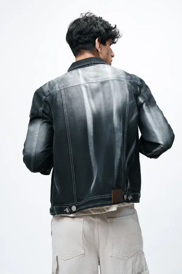 shadow fade men's denim trucker jacket