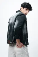shadow fade men's denim trucker jacket