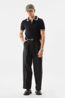 Ribbed Regular Fit Zipper Polo T-Shirt