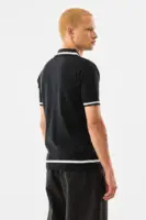 Ribbed Regular Fit Zipper Polo T-Shirt