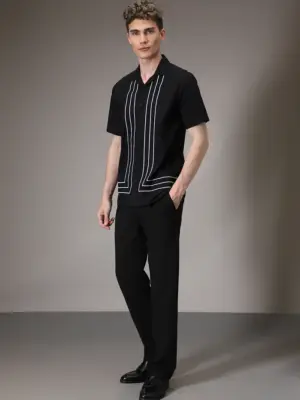 Black Line Embroidery Shirt