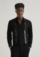 Black Sequence Panel Designer Shirt