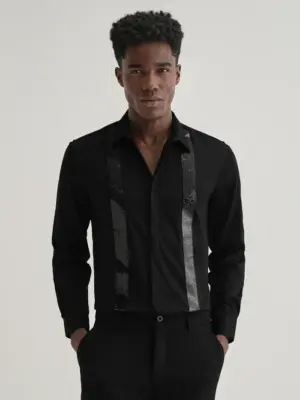Black Sequence Panel Designer Shirt