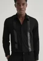 Black Sequence Panel Designer Shirt