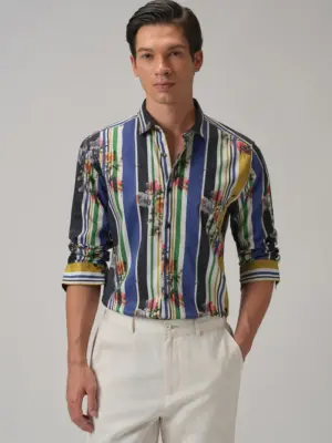 Blossom Full Sleeve Striped Printed Shirt