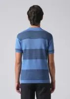 Blue Knitted Polo Zipper T-shirt
