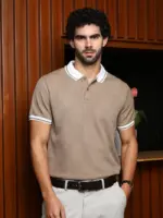 Open-Knit Block Polo T-Shirt