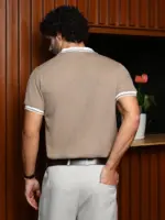 Open-Knit Block Polo T-Shirt