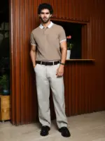 Open-Knit Block Polo T-Shirt
