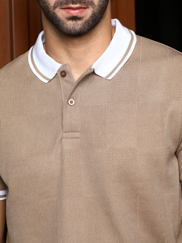 Open-Knit Block Polo T-Shirt