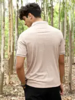 Ribbed-Vined Textured Polo T-Shirt