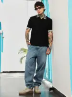 Block Argyle-Knit Polo T-Shirt