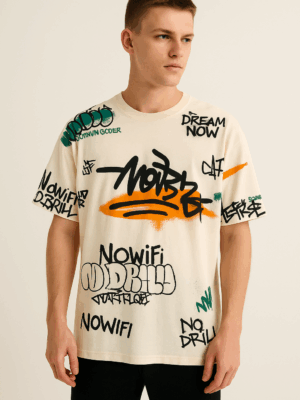 Graffiti Print T-Shirt – Streetwear Style Graphic Tee for Boys & Girls