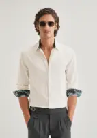 Cream Printed Cuff Shirt