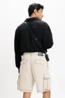 men's ecru contrast-stitch cargo shorts