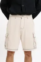 men's ecru contrast-stitch cargo shorts