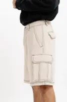 men's ecru contrast-stitch cargo shorts