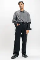 urban black men's baggy straight cargo jeans