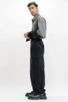 urban black men's baggy straight cargo jeans