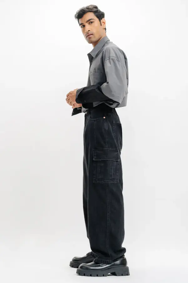 urban black men's baggy straight cargo jeans