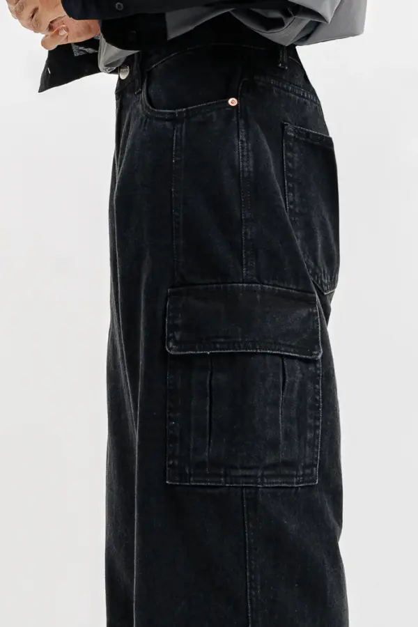 urban black men's baggy straight cargo jeans