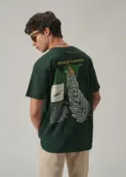 Dark Green Back Printed Oversized T-Shirt