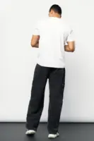 Stone black men's baggy straight cargo jeans
