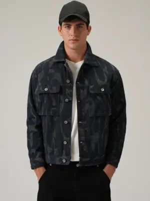 Grey Denim Jacquard Jacket