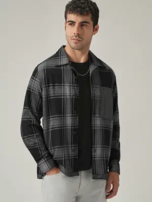 Grey Plaid Zip Pocket Shacket