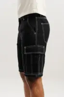 Contrast stitch men's black shorts