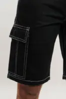 Contrast stitch men's black shorts