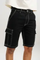 Contrast stitch men's black shorts