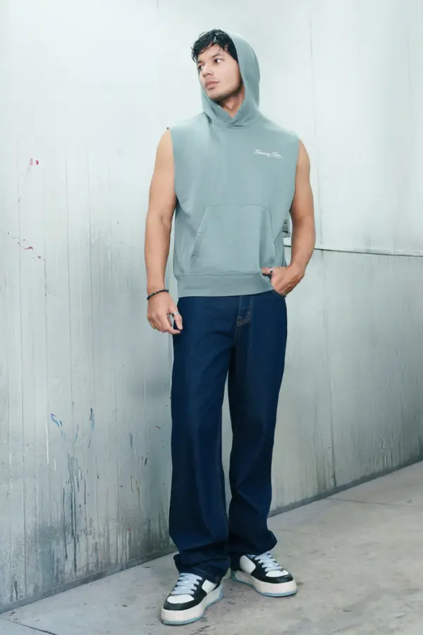 Basic indigo men's baggy jeans