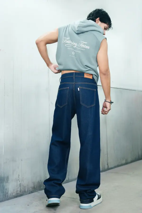 Basic indigo men's baggy jeans