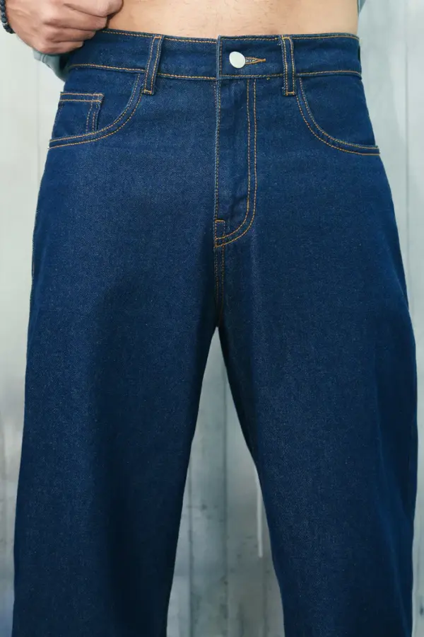 Basic indigo men's baggy jeans