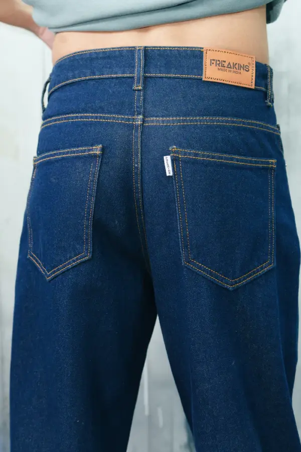 Basic indigo men's baggy jeans