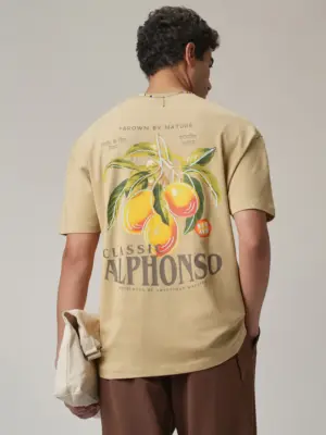 Tan Beige Back Printed Oversized T-Shirt