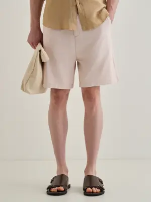 Tan Beige Linen Shorts