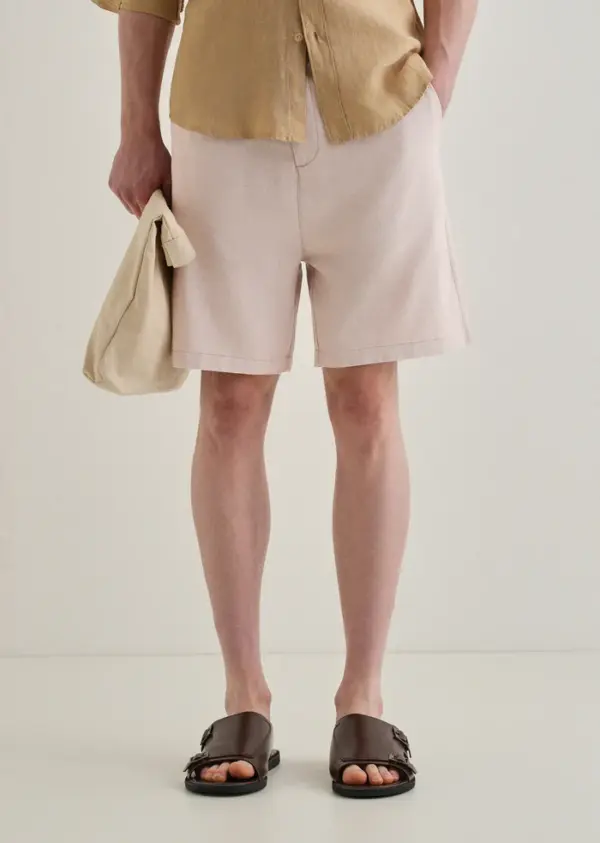 Tan Beige Linen Shorts