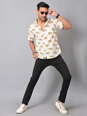 Cheetah Printed Half Sleeves Shirt